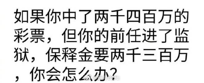 如果你中了500万彩票，你的现任进了监狱，保释金是600万，你怎么办「前夫中了500万,前妻要求复婚完整版」 星座运势